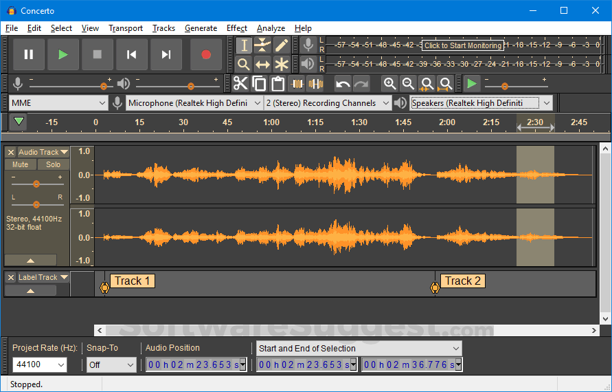 Snapshot of Audacity