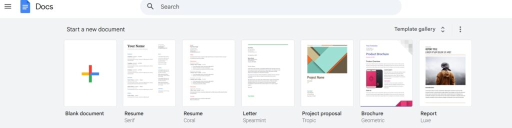 Snapshot of Google Docs