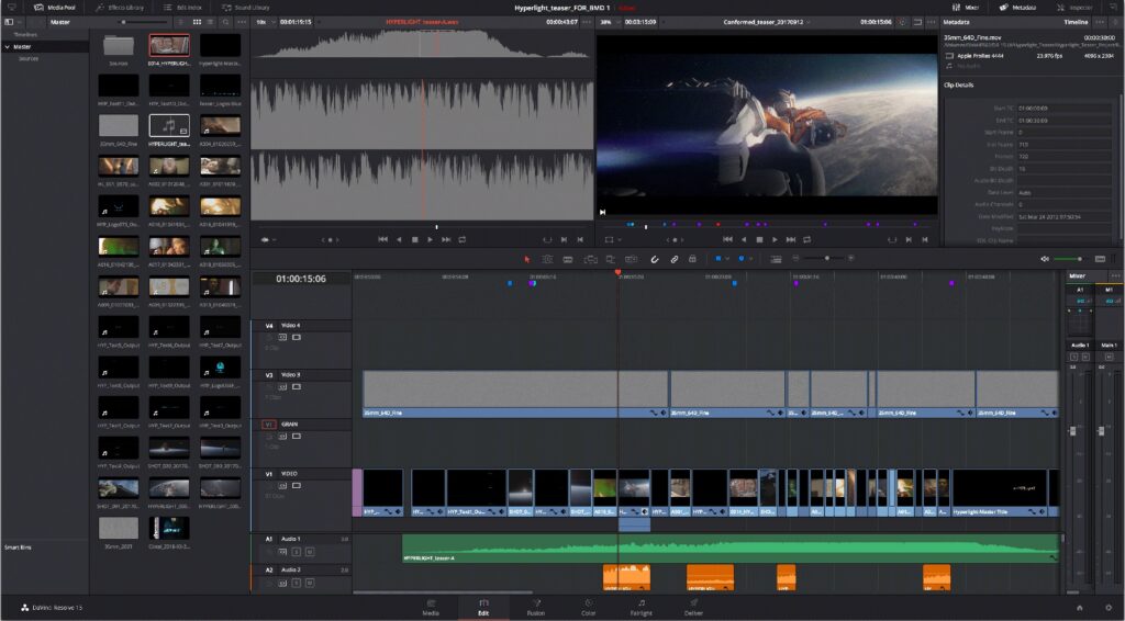 DaVinci Resolve, video editing software snapshot 2.