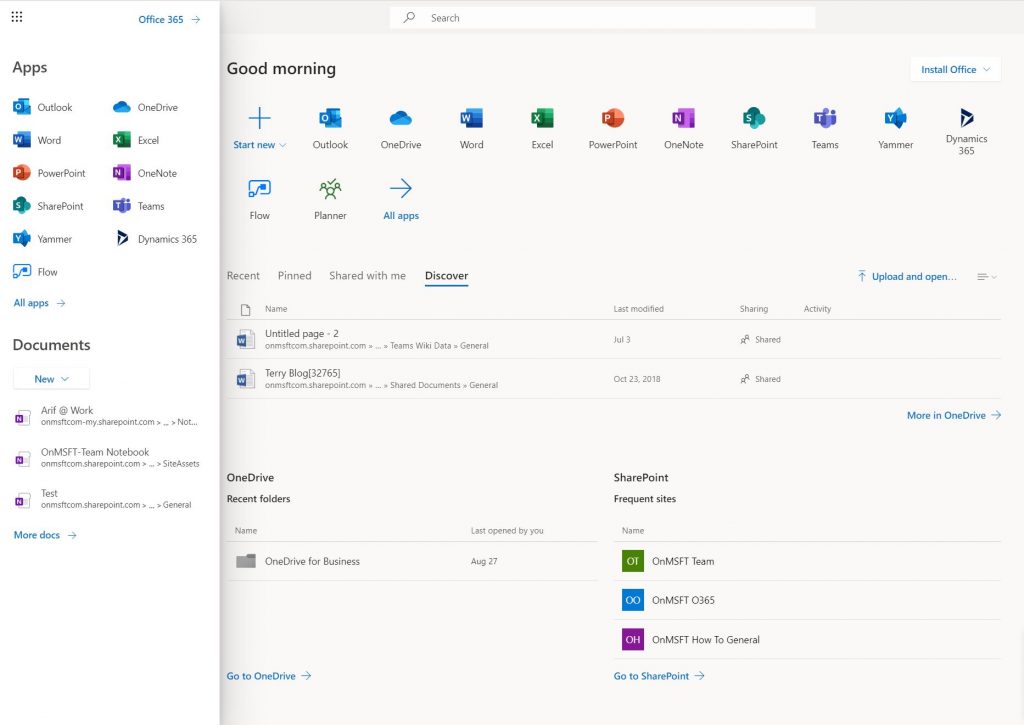 Snapshot of Office 365